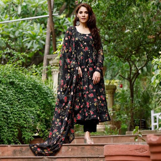 1111 Georgette Printed Dupatta With Anarkali Kurtis Catalog